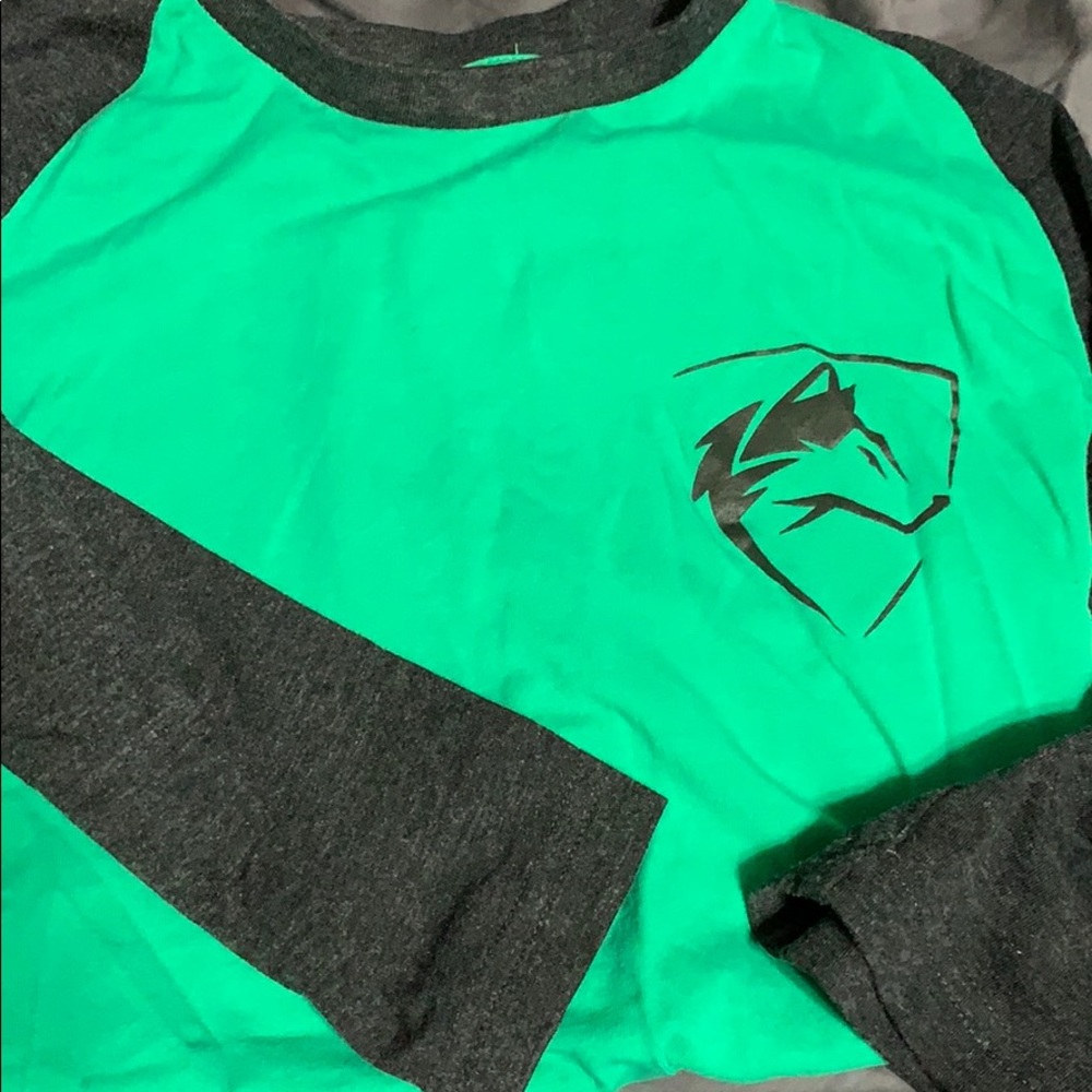 Alphalete 3/4 green & gray top